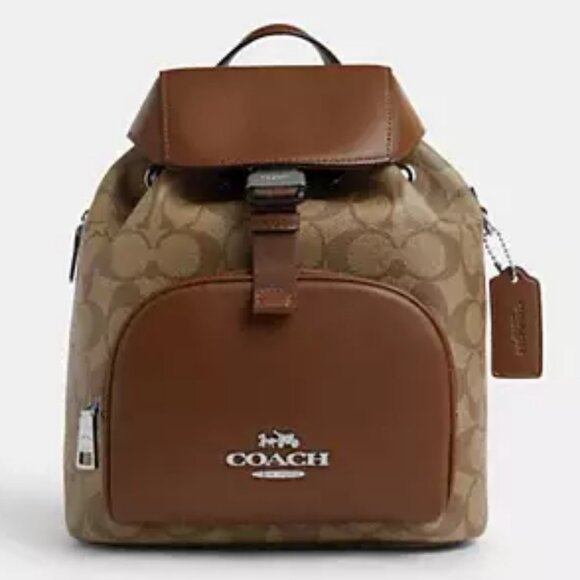Coach Handbags - Coach Pace Backpack In Signature Canvas Khaki Saddle CR130